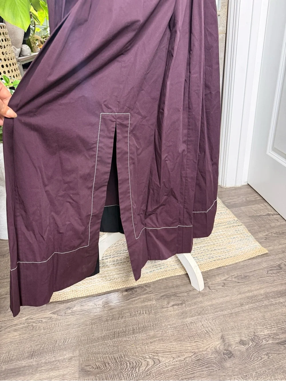 TORY BURCH Claire McCardell Poplin Maxi Dress Purple/Black Corset Size 12